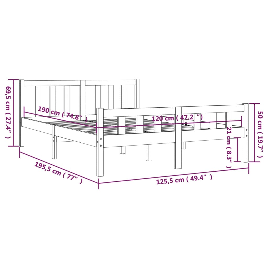Bedframe massief hout honingbruin 120x190 cm is nu te koop bij PeponiXL, paradijselijk wonen!