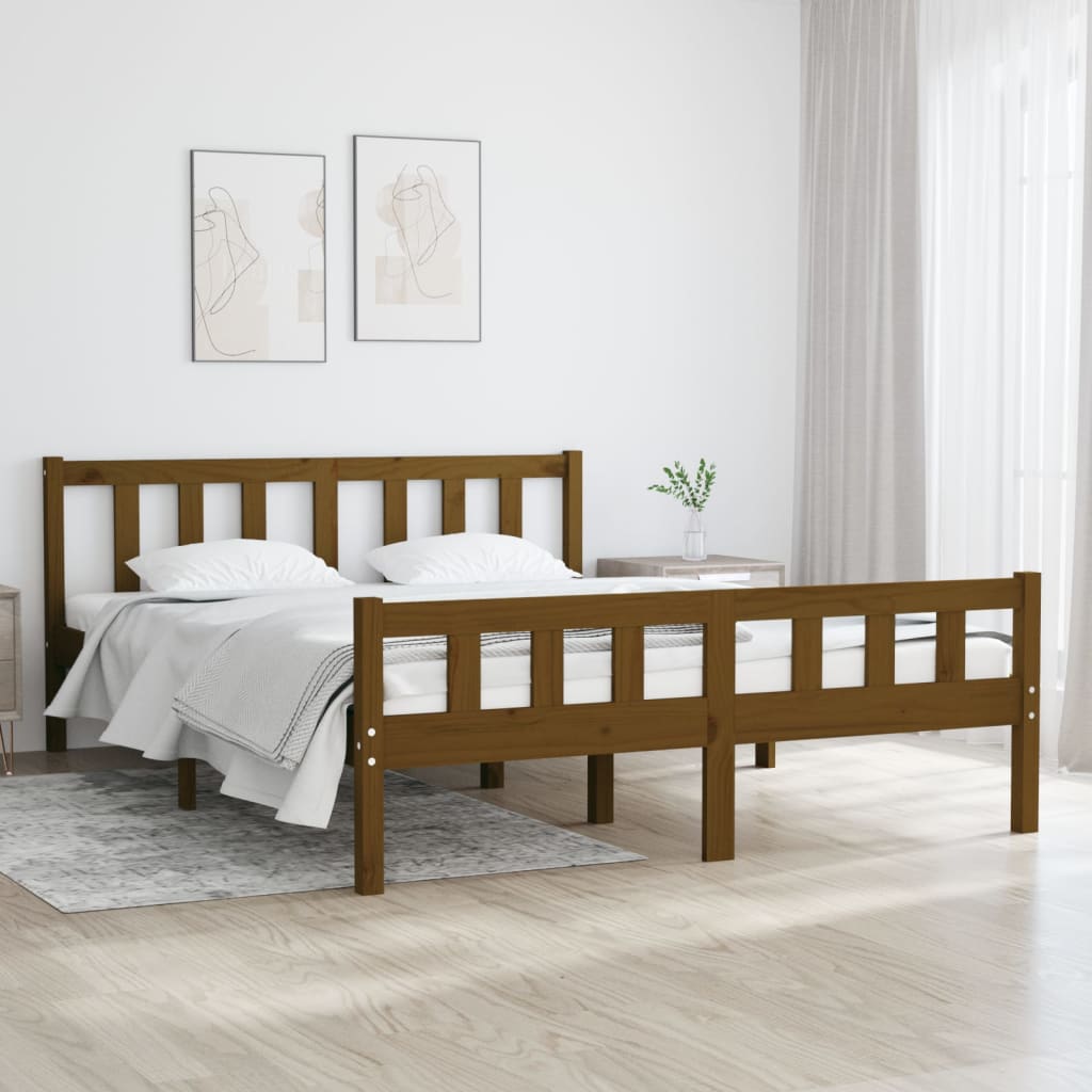 Bedframe massief hout honingbruin 120x190 cm is nu te koop bij PeponiXL, paradijselijk wonen!