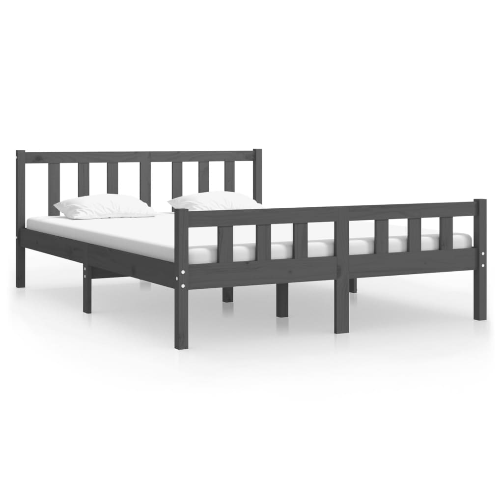 Bedframe massief hout grijs 140x190 cm is nu te koop bij PeponiXL, paradijselijk wonen!