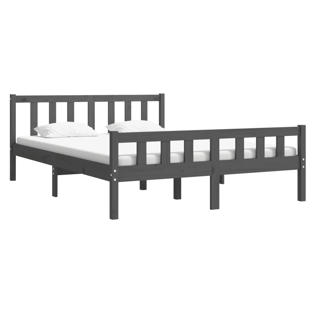Bedframe massief hout grijs 140x190 cm is nu te koop bij PeponiXL, paradijselijk wonen!