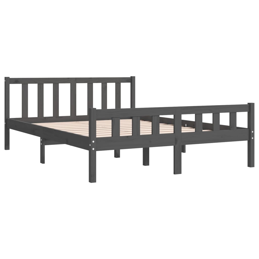 Bedframe massief hout grijs 140x190 cm is nu te koop bij PeponiXL, paradijselijk wonen!