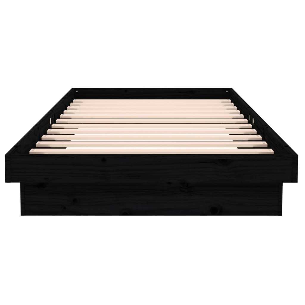 Bedframe massief hout zwart 90x200 cm