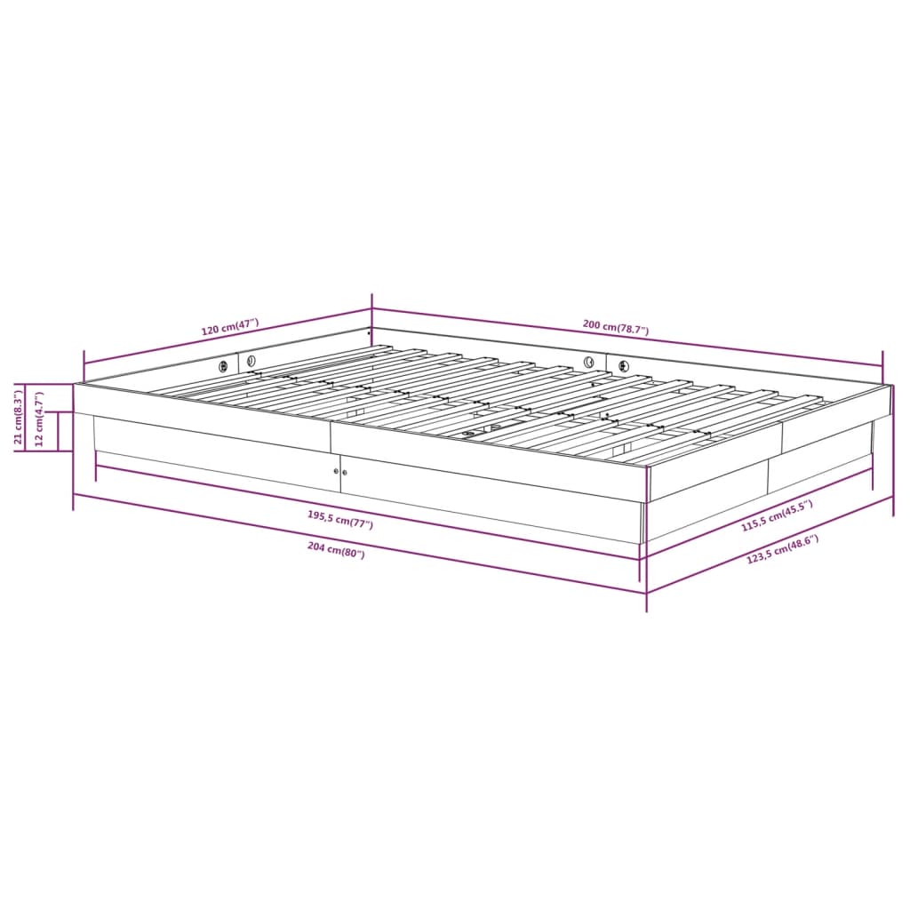 Bedframe massief hout wit 120x200 cm is nu te koop bij PeponiXL, paradijselijk wonen!