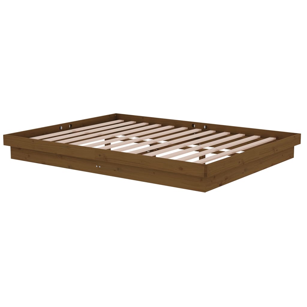 Bedframe massief hout honingbruin 150x200 cm