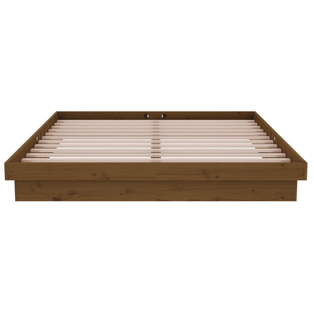 Bedframe massief hout honingbruin 150x200 cm