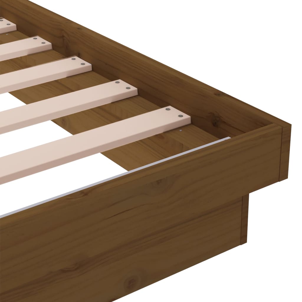 Bedframe massief hout honingbruin 150x200 cm