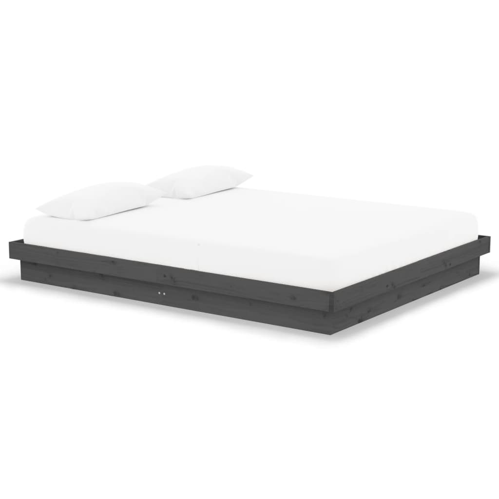 Bedframe massief hout grijs 160x200 cm