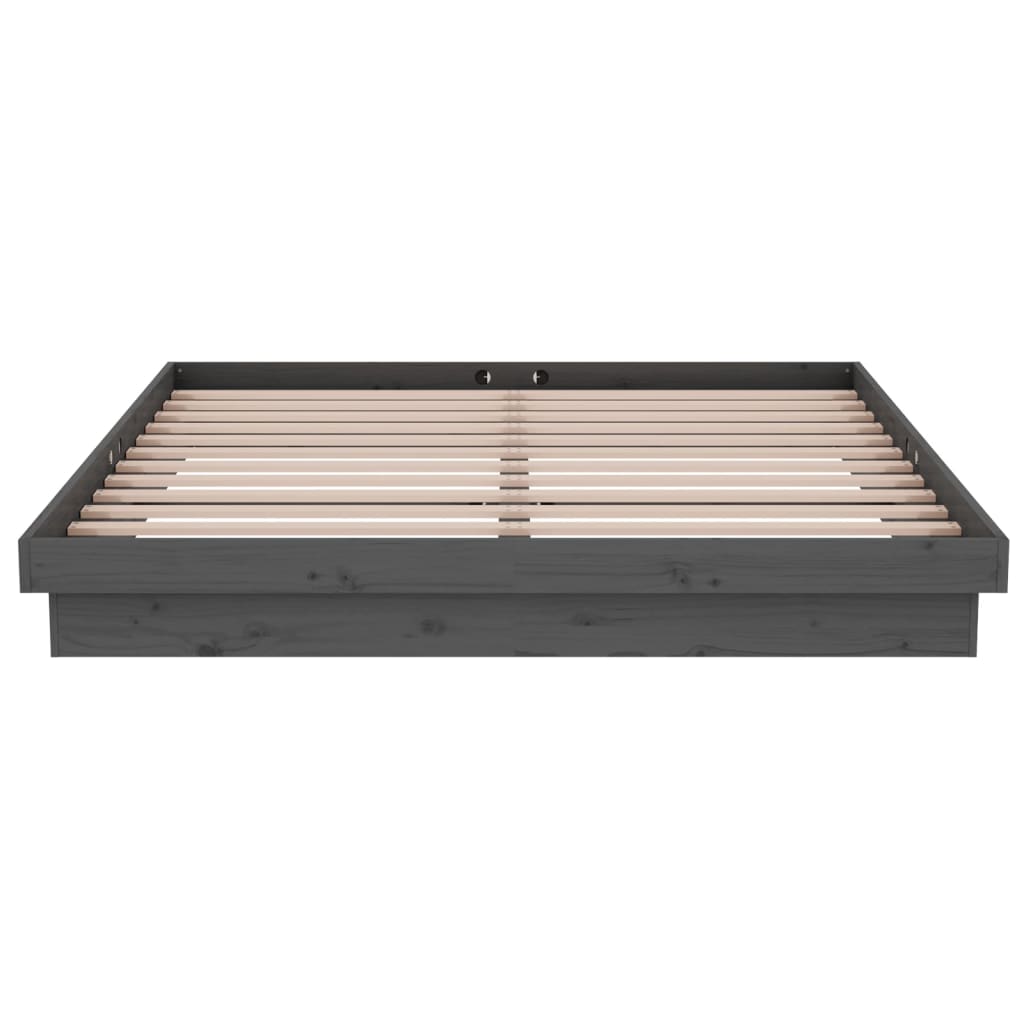 Bedframe massief hout grijs 160x200 cm