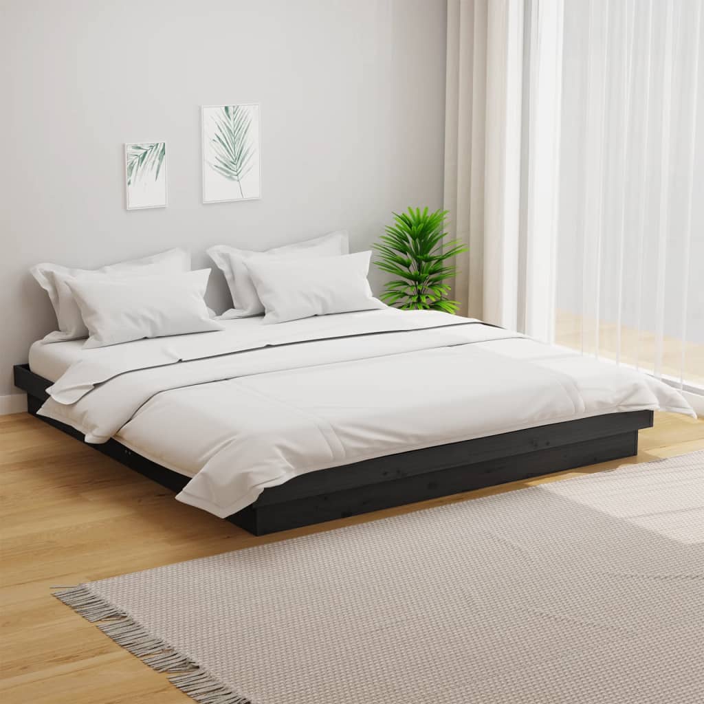 Bedframe massief hout grijs 160x200 cm