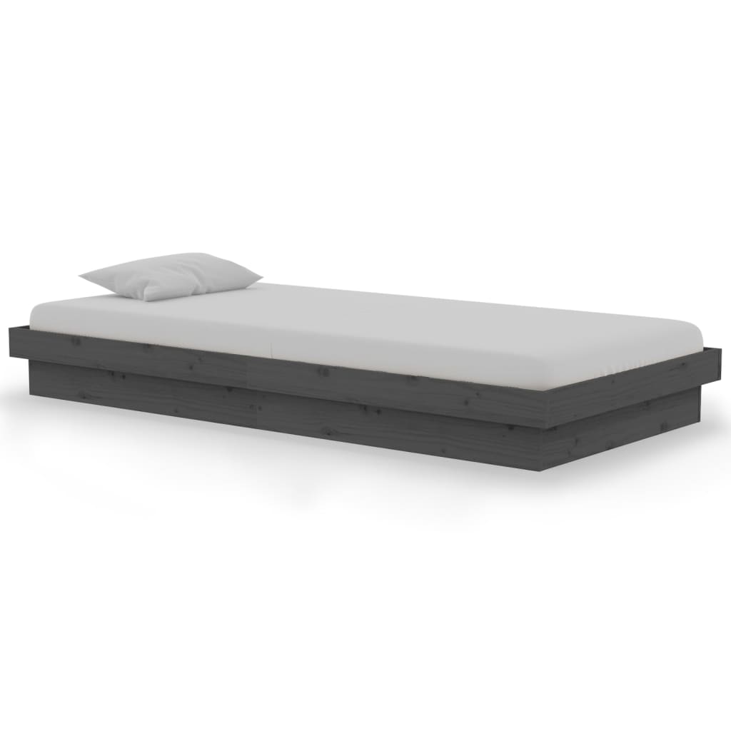 Bedframe massief hout grijs 90x190 cm