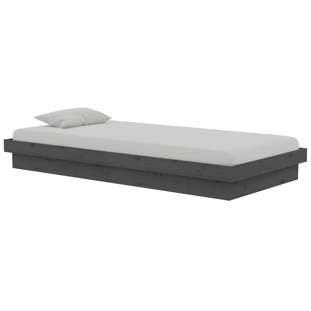 Bedframe massief hout grijs 90x190 cm