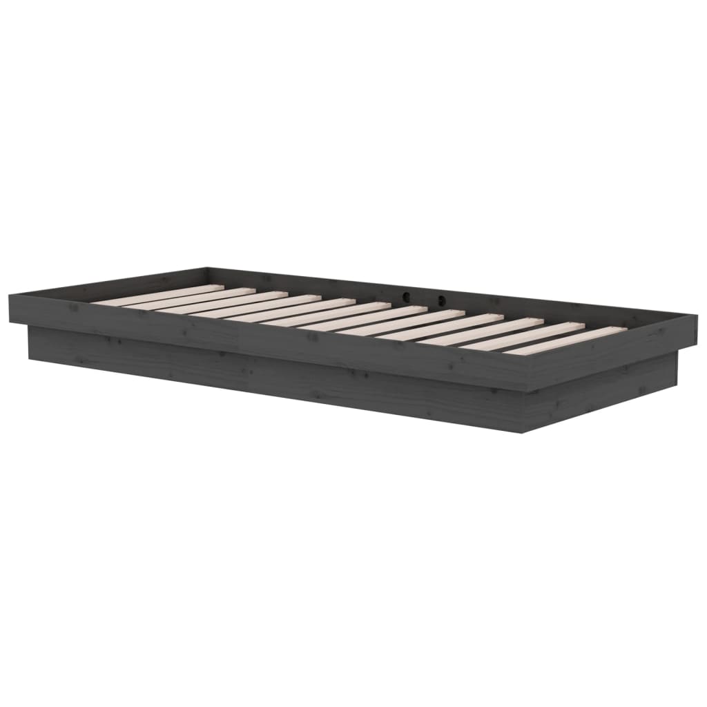 Bedframe massief hout grijs 90x190 cm