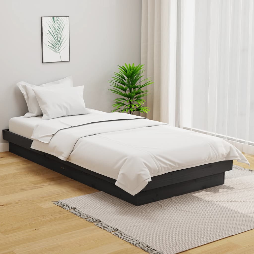 Bedframe massief hout grijs 90x190 cm