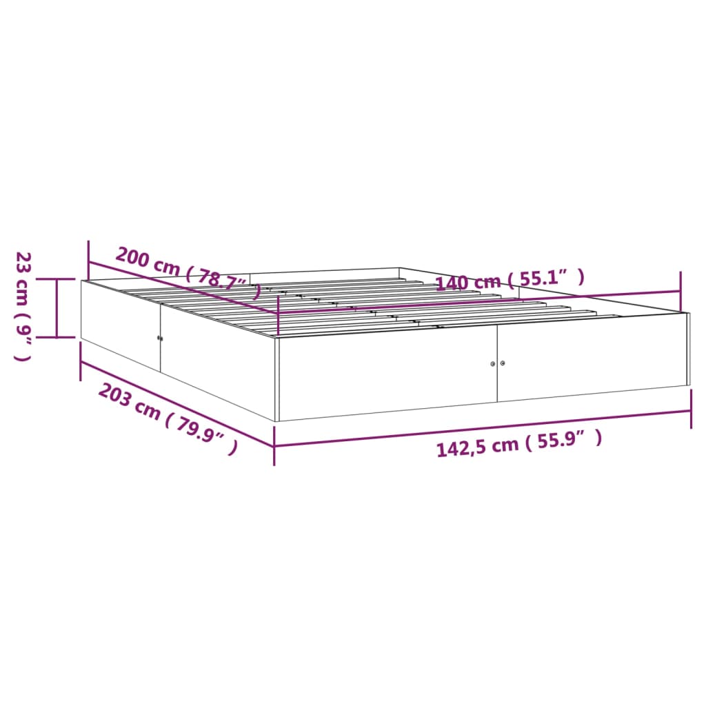 Bedframe massief hout wit 140x200 cm is nu te koop bij PeponiXL, paradijselijk wonen!