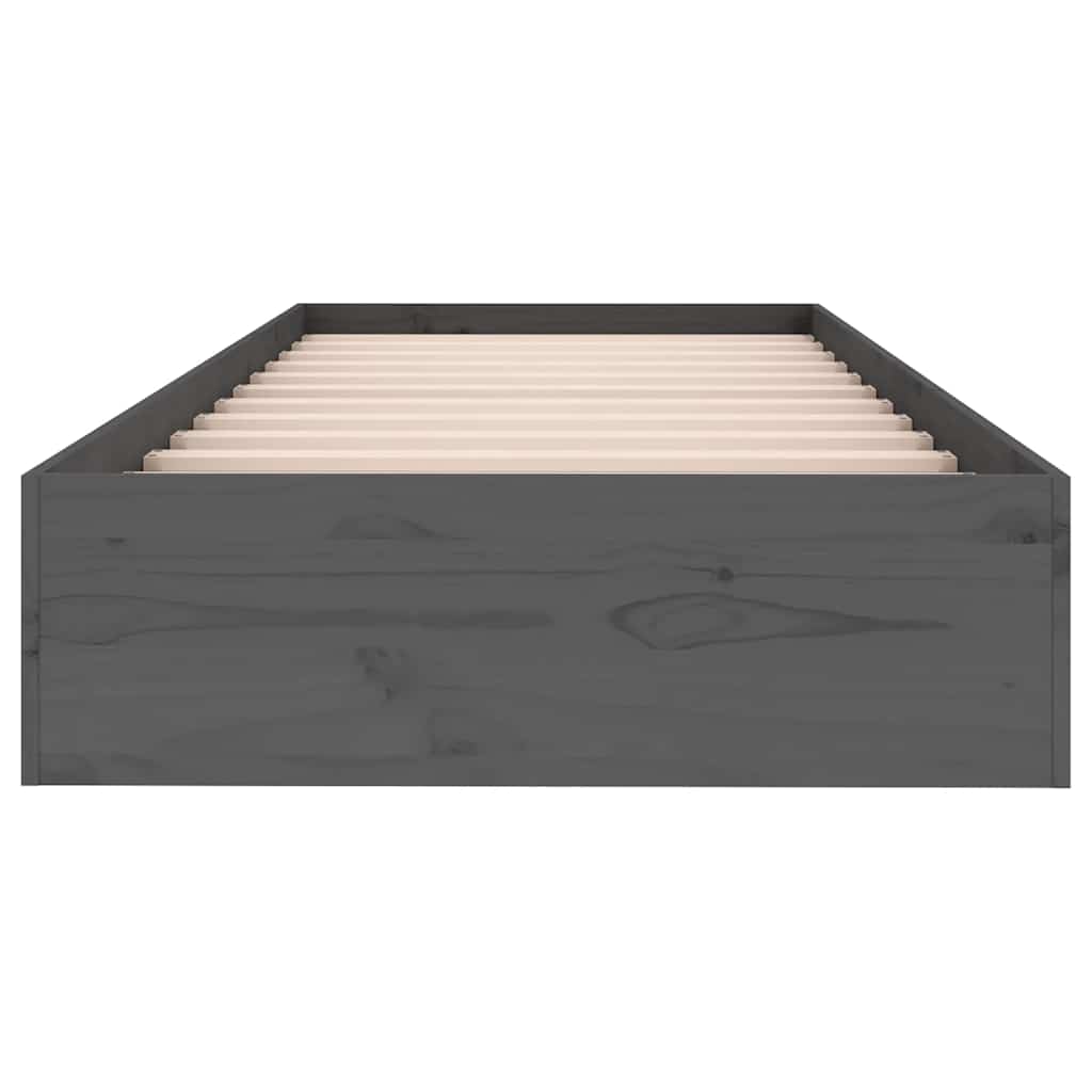 Bedframe massief hout grijs 75x190 cm is nu te koop bij PeponiXL, paradijselijk wonen!