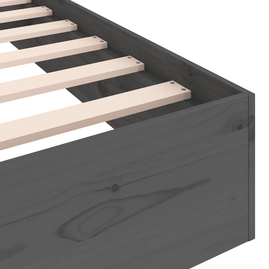 Bedframe massief hout grijs 75x190 cm is nu te koop bij PeponiXL, paradijselijk wonen!