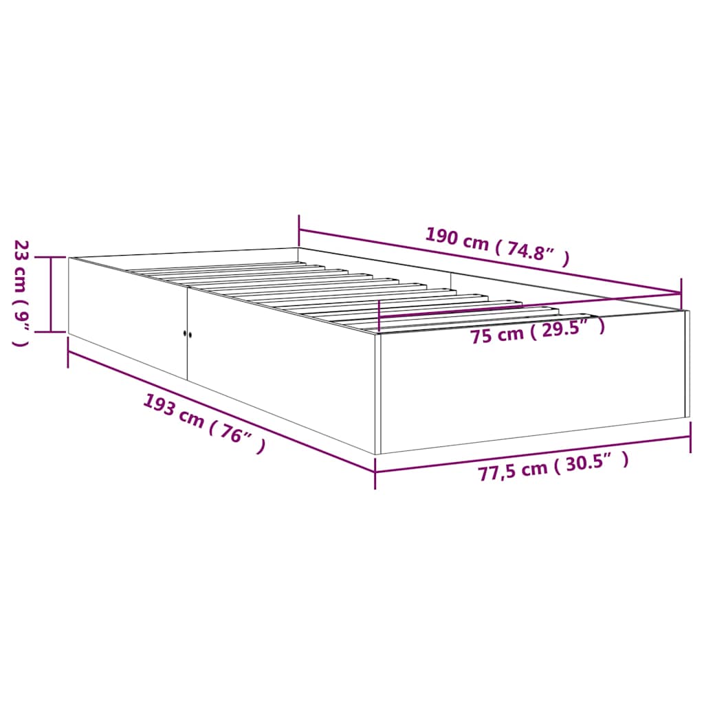 Bedframe massief hout honingbruin 75x190 cm is nu te koop bij PeponiXL, paradijselijk wonen!