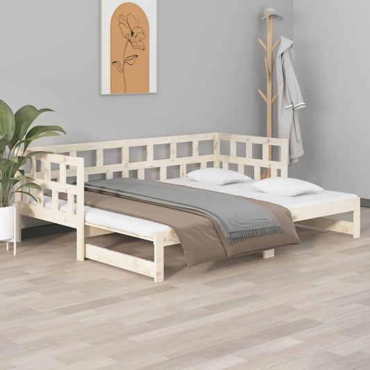 Slaapbank uitschuifbaar massief grenenhout 2x(80x200) cm is nu te koop bij PeponiXL, paradijselijk wonen!