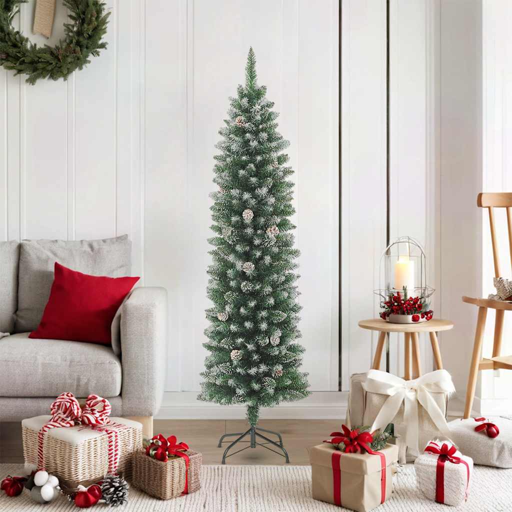 Kunstkerstboom smal met standaard 180 cm PVC is nu te koop bij PeponiXL, paradijselijk wonen!