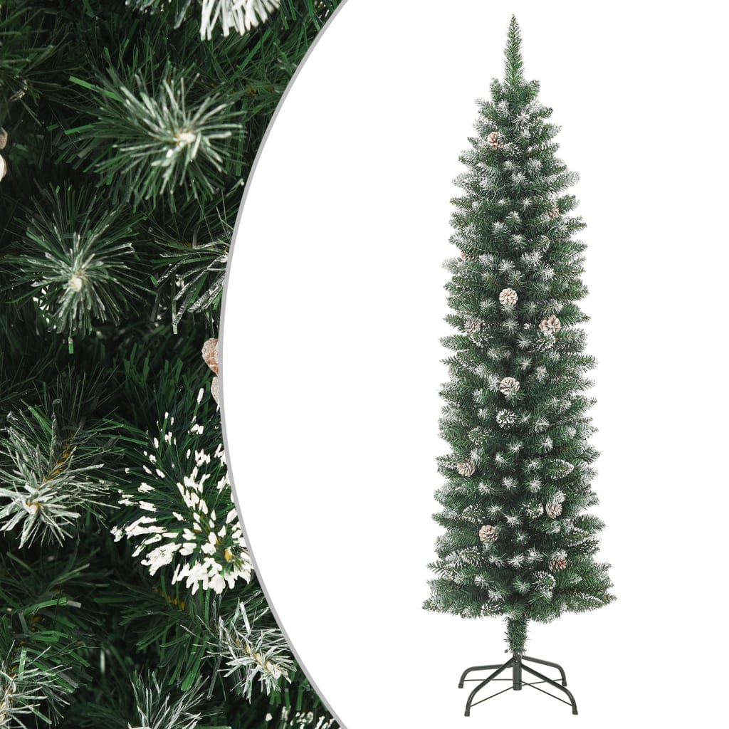 Kunstkerstboom smal met standaard 210 cm PVC is nu te koop bij PeponiXL, paradijselijk wonen!