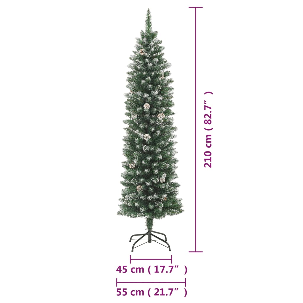 Kunstkerstboom smal met standaard 210 cm PVC is nu te koop bij PeponiXL, paradijselijk wonen!