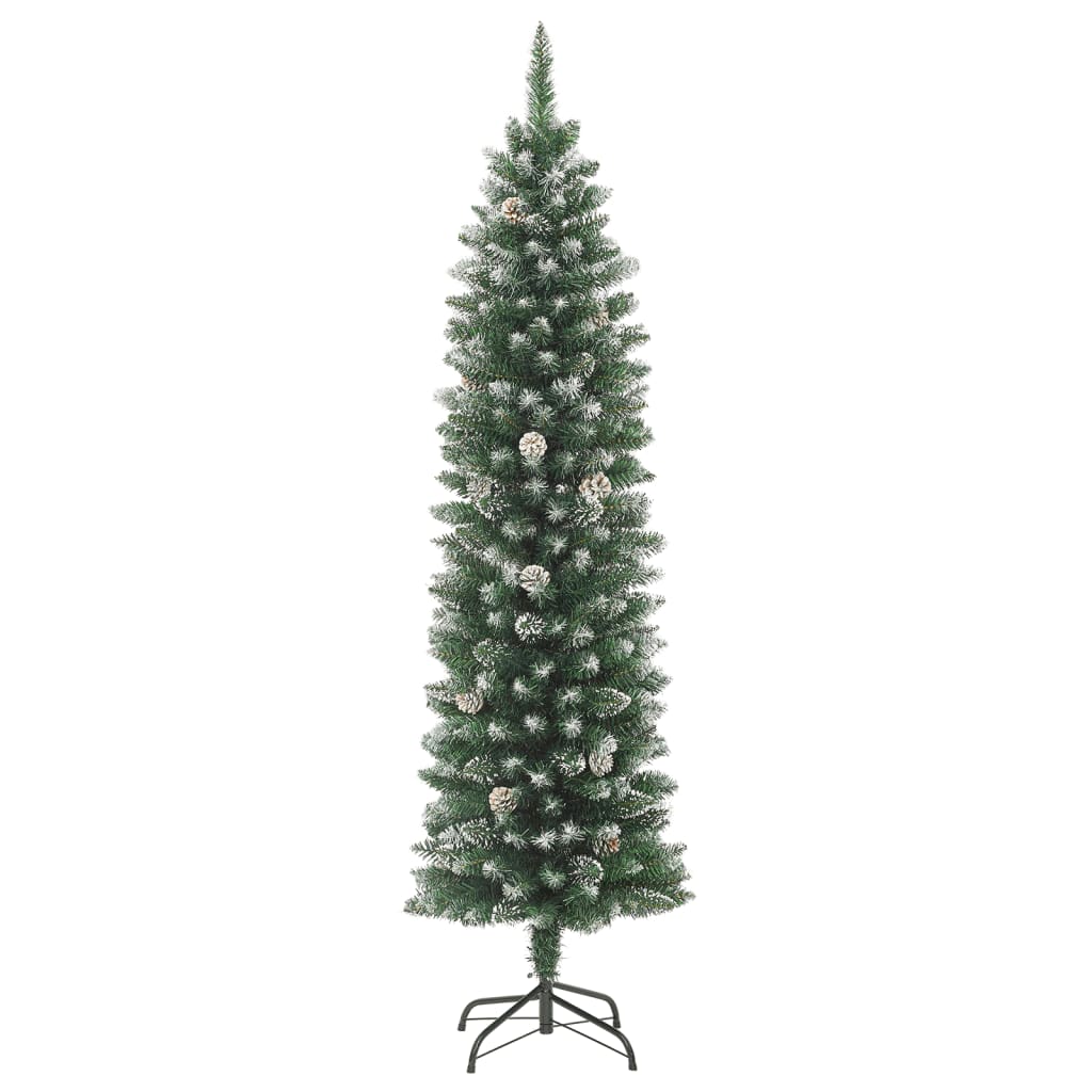 Kunstkerstboom smal met standaard 240 cm PVC is nu te koop bij PeponiXL, paradijselijk wonen!