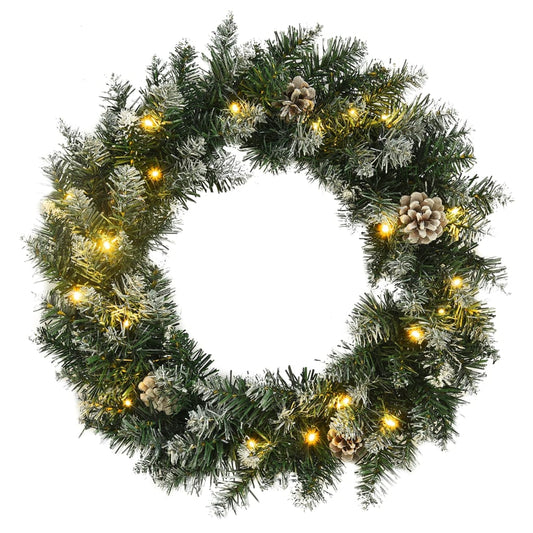 Kerstkrans met LED-lampjes 60 cm PVC groen is nu te koop bij PeponiXL, paradijselijk wonen!