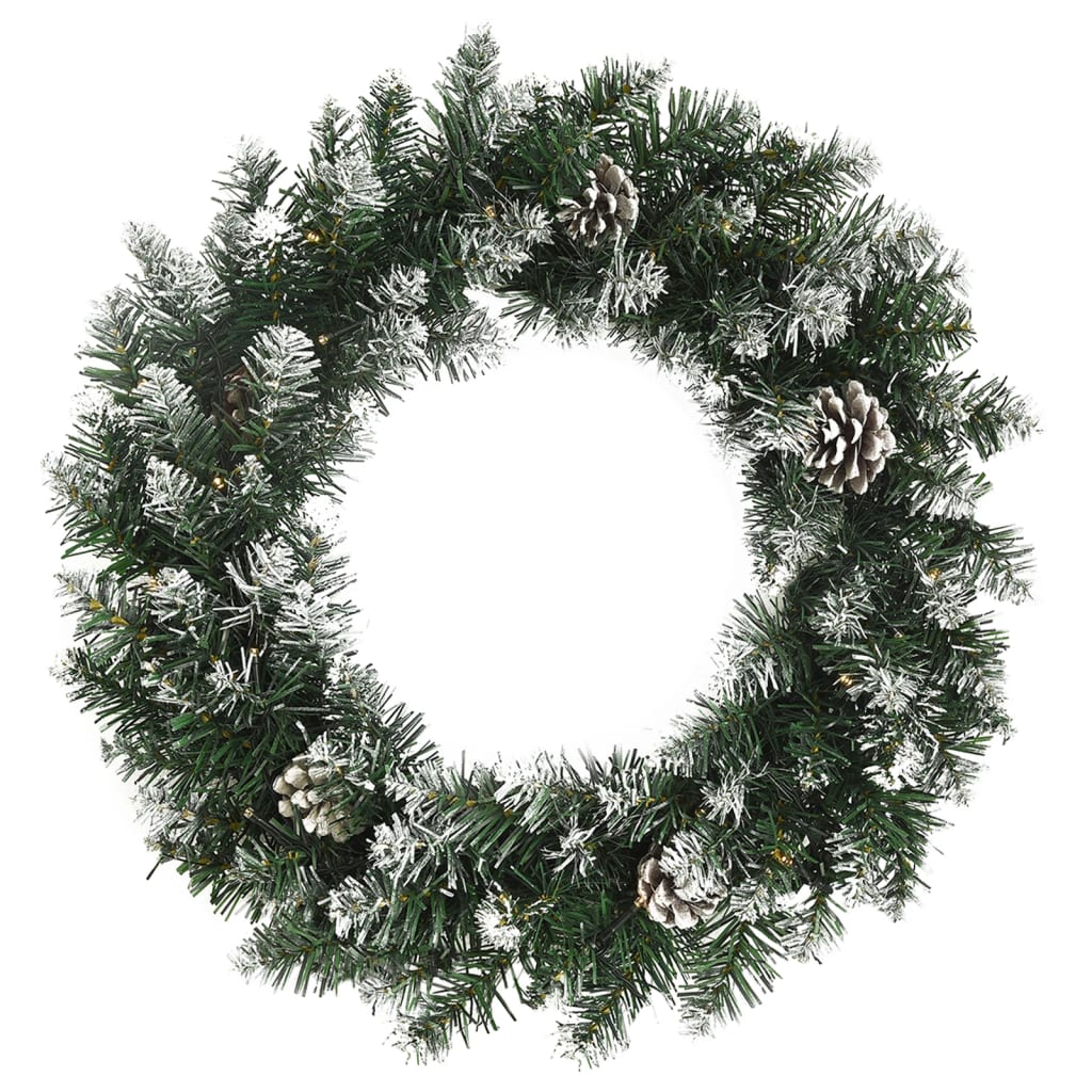 Kerstkrans met LED-lampjes 60 cm PVC groen is nu te koop bij PeponiXL, paradijselijk wonen!