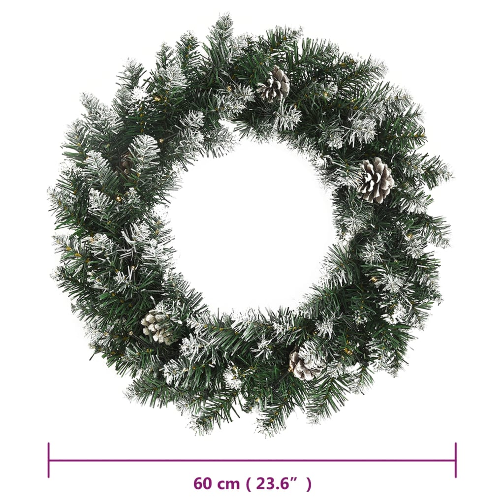 Kerstkrans met LED-lampjes 60 cm PVC groen is nu te koop bij PeponiXL, paradijselijk wonen!