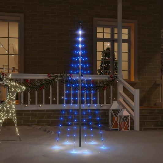 Vlaggenmast kerstboom 108 LED's blauw 180 cm is nu te koop bij PeponiXL, paradijselijk wonen!
