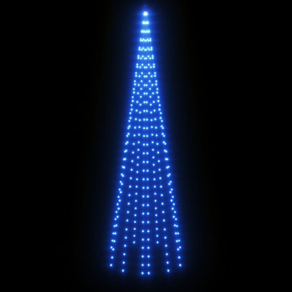 Vlaggenmast kerstboom 310 LED's blauw 300 cm is nu te koop bij PeponiXL, paradijselijk wonen!
