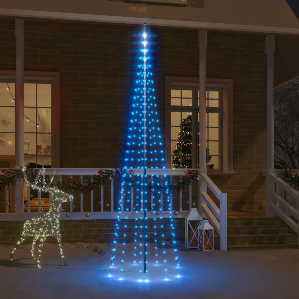 Vlaggenmast kerstboom 310 LED's blauw 300 cm is nu te koop bij PeponiXL, paradijselijk wonen!