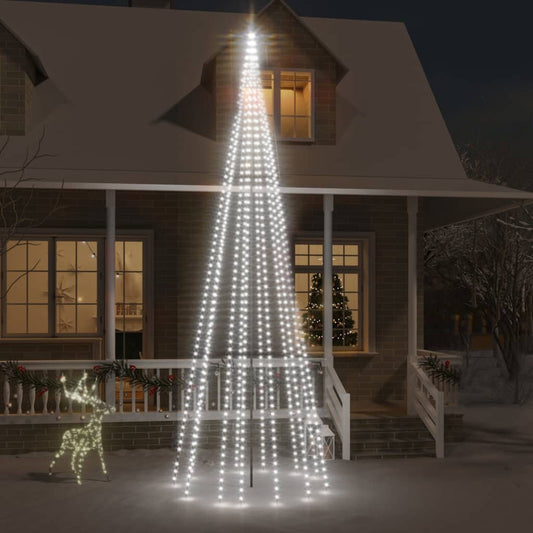 Vlaggenmast kerstboom 732 LED's koudwit 500 cm is nu te koop bij PeponiXL, paradijselijk wonen!