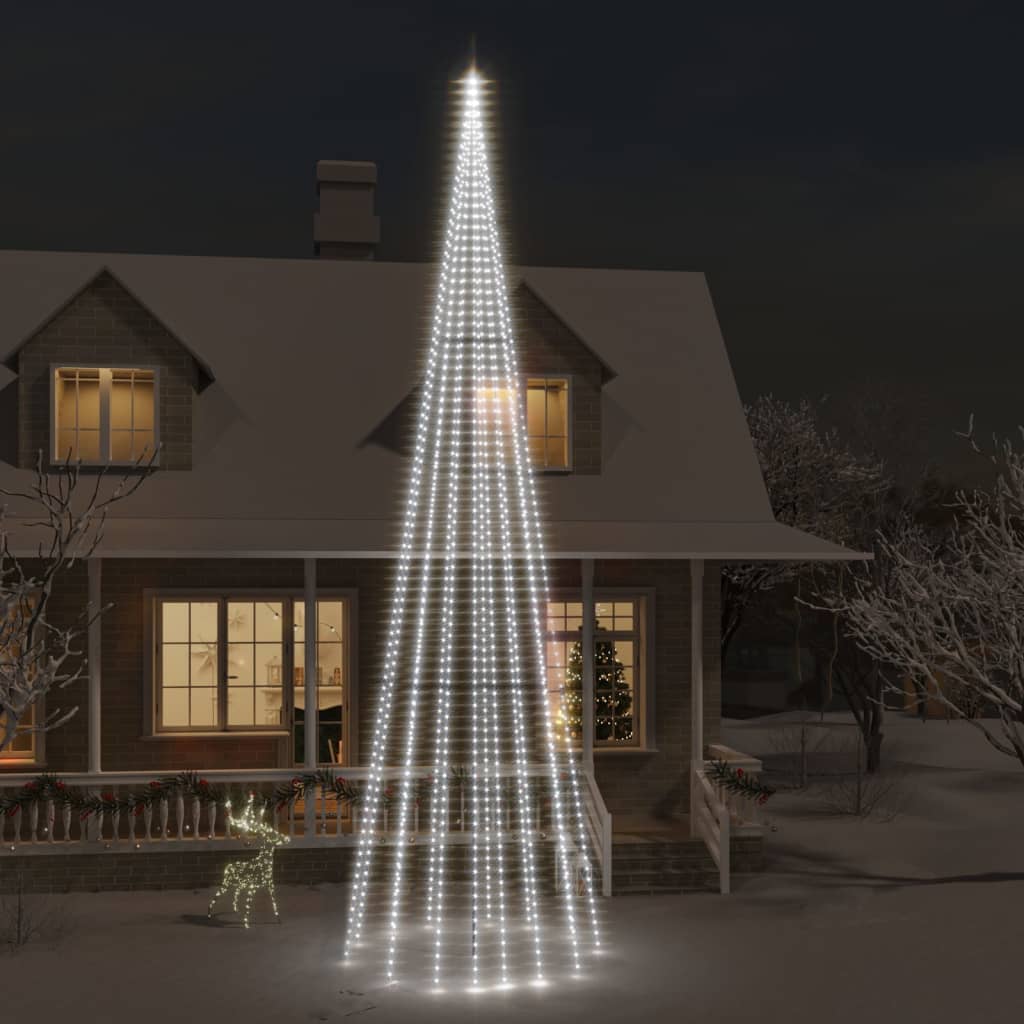 Vlaggenmast kerstboom 1134 LED's koudwit 800 cm is nu te koop bij PeponiXL, paradijselijk wonen!