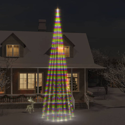 Vlaggenmast kerstboom 1134 LED's meerkleurig 800 cm is nu te koop bij PeponiXL, paradijselijk wonen!