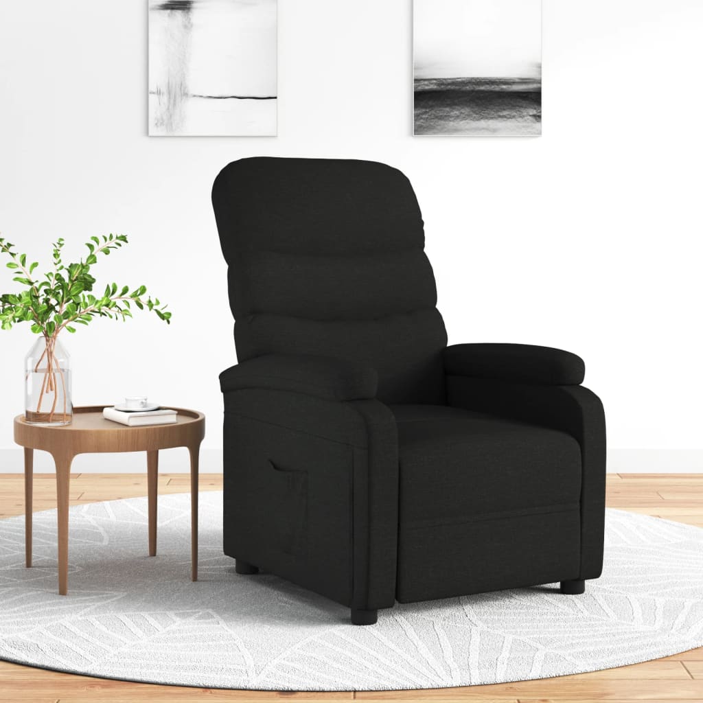 Fauteuil verstelbaar stof zwart is nu te koop bij PeponiXL, paradijselijk wonen!