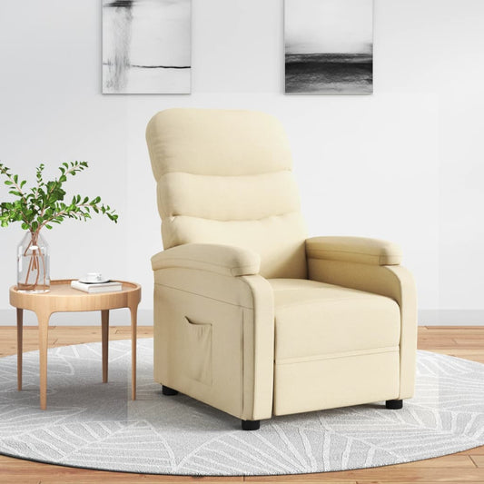 Fauteuil verstelbaar stof crèmekleurig is nu te koop bij PeponiXL, paradijselijk wonen!