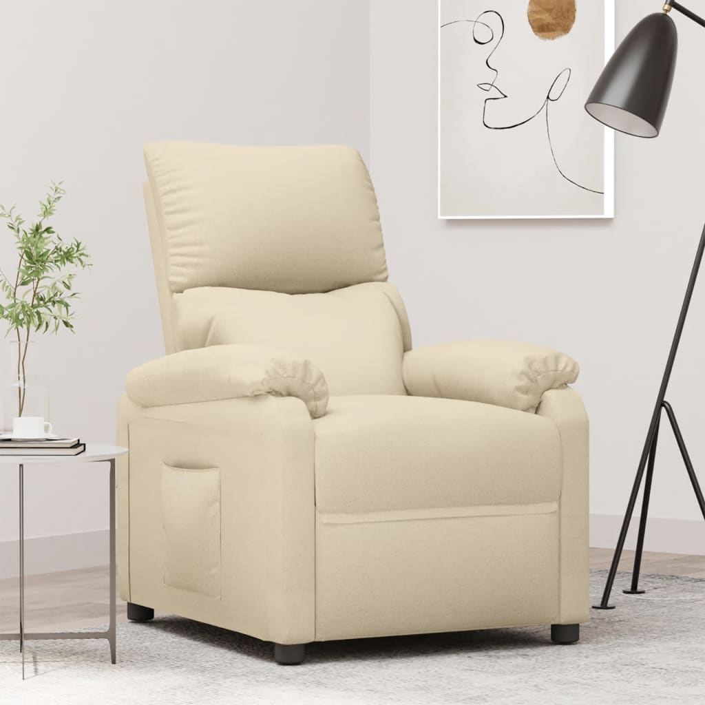 Fauteuil verstelbaar stof crèmekleurig is nu te koop bij PeponiXL, paradijselijk wonen!