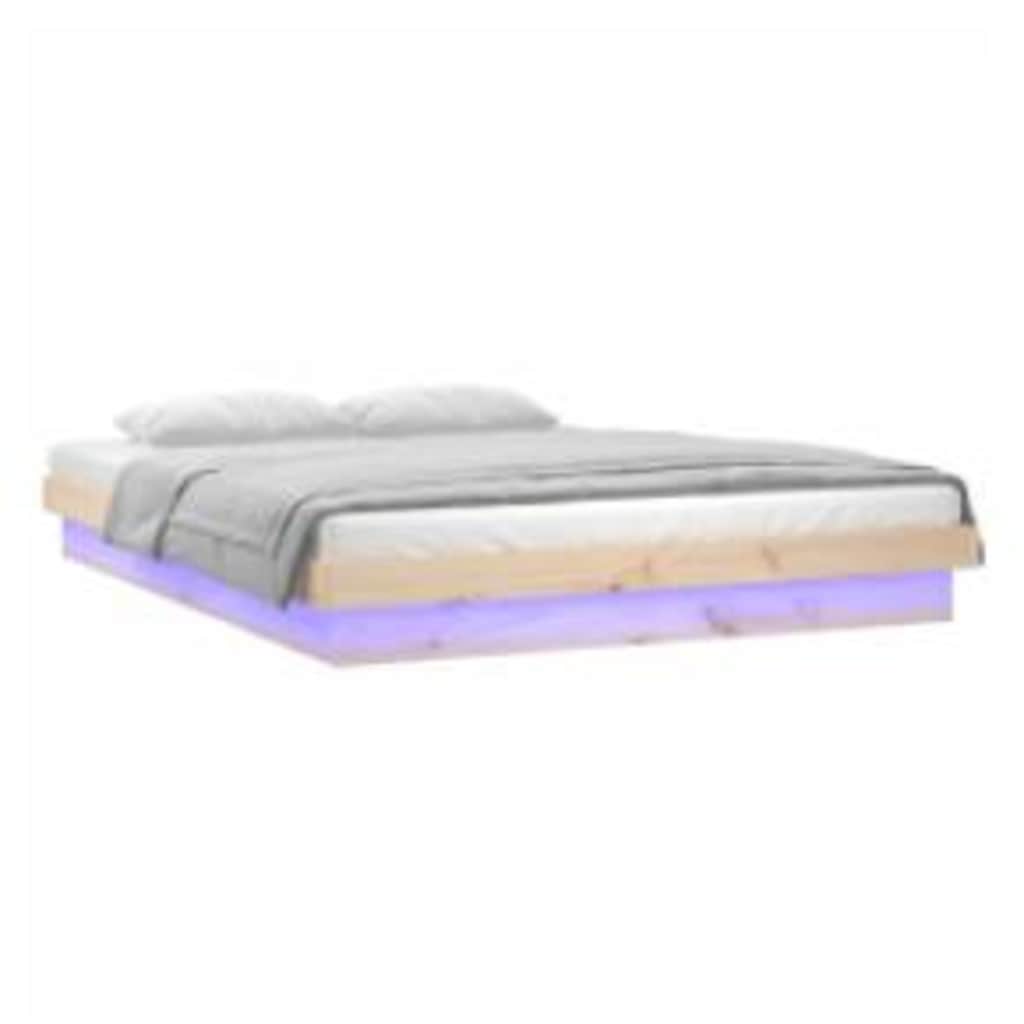 Bedframe LED massief hout 140x200 cm