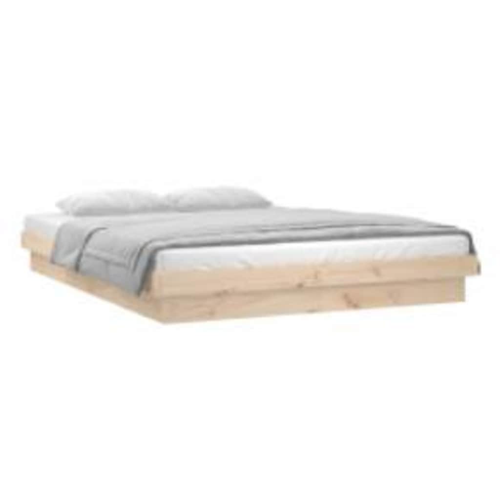 Bedframe LED massief hout 140x200 cm