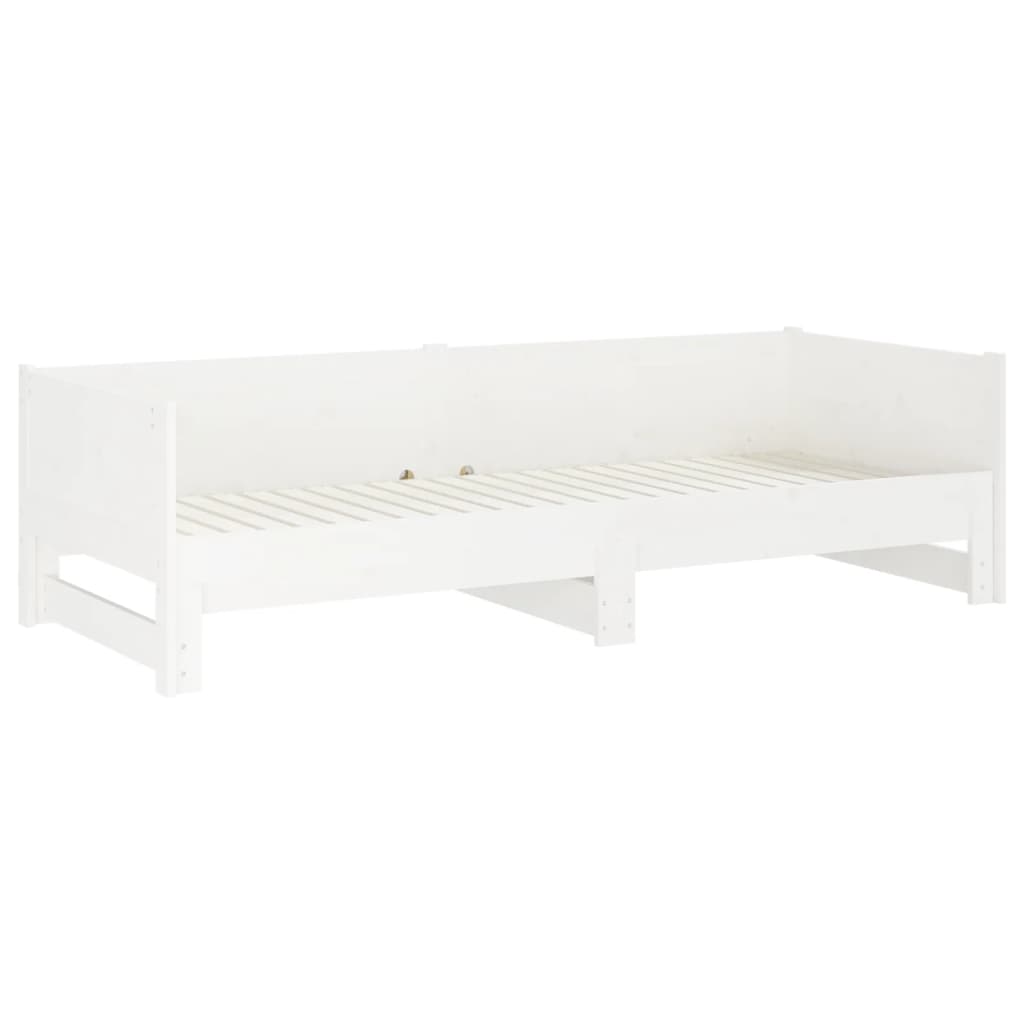 Slaapbank uitschuifbaar massief grenenhout wit 2x(90x190) cm