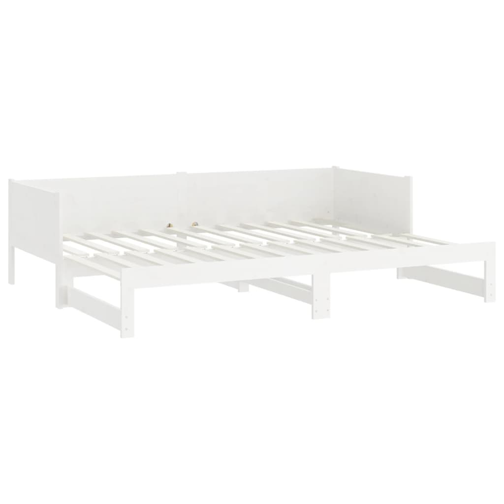 Slaapbank uitschuifbaar massief grenenhout wit 2x(90x190) cm