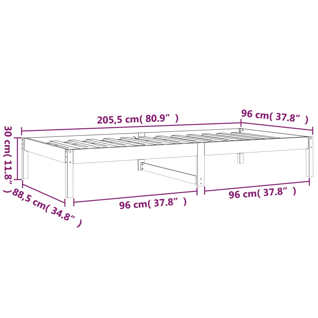 Slaapbank zonder matras 90x200 cm massief grenenhout is nu te koop bij PeponiXL, paradijselijk wonen!