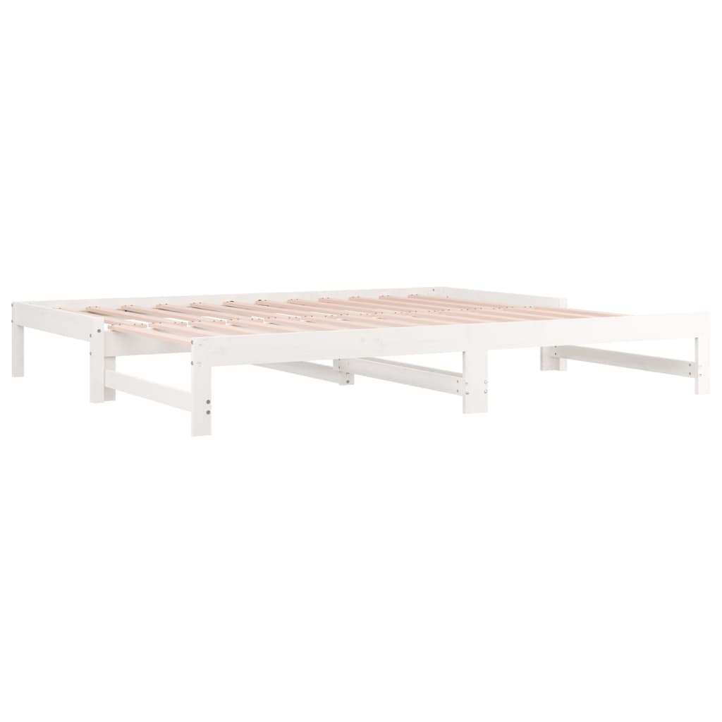 Slaapbank uitschuifbaar 2x(80x200) cm massief grenenhout wit is nu te koop bij PeponiXL, paradijselijk wonen!