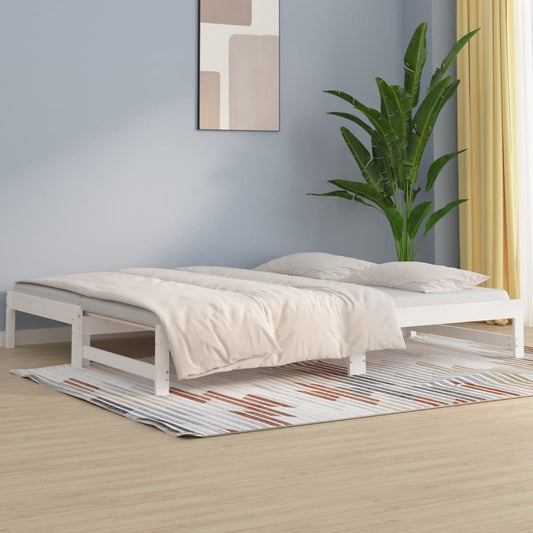Slaapbank uitschuifbaar 2x(80x200) cm massief grenenhout wit is nu te koop bij PeponiXL, paradijselijk wonen!