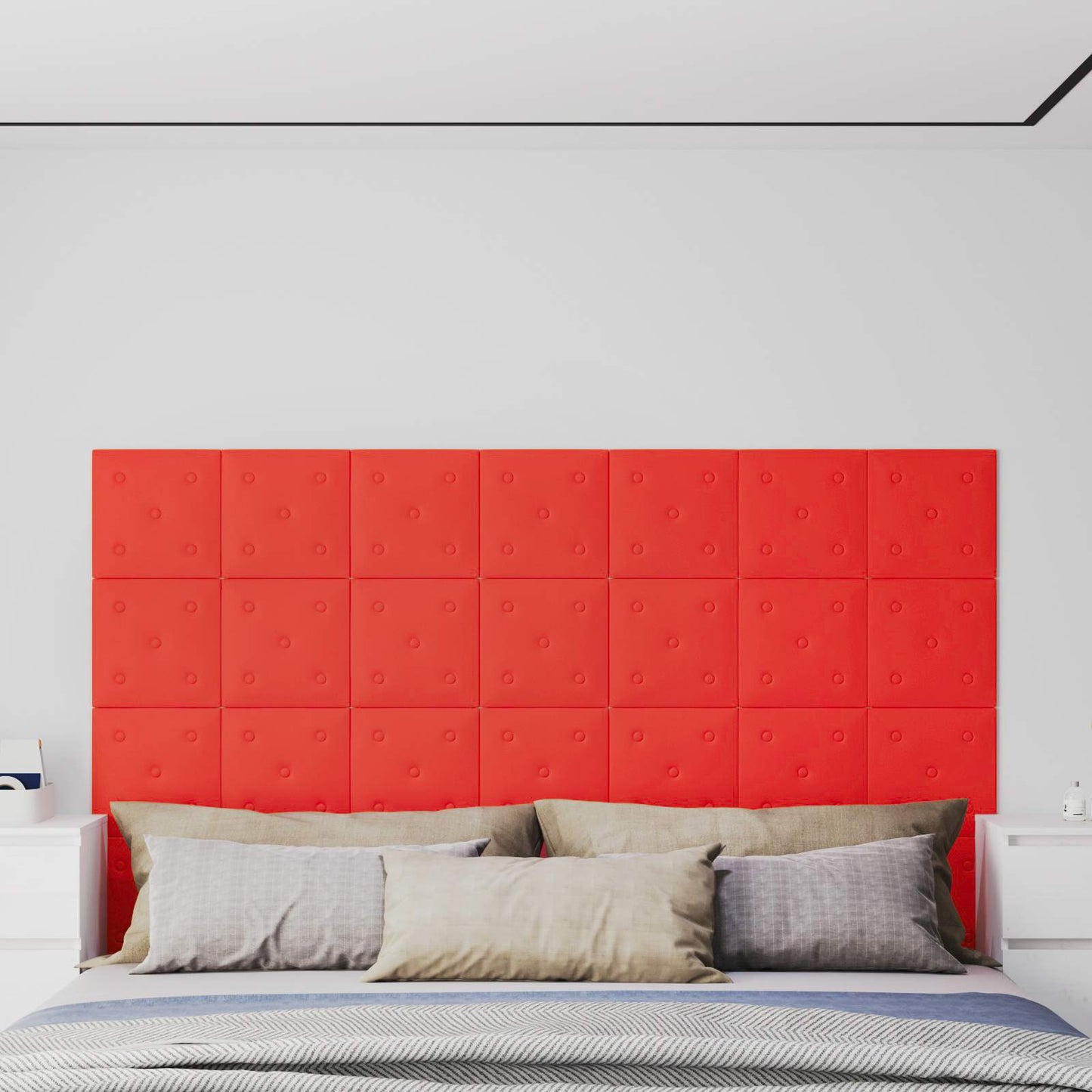 Wandhoofdbord 12 pcs Rood 30 x 30 cm Nep Leer is nu te koop bij PeponiXL, paradijselijk wonen!