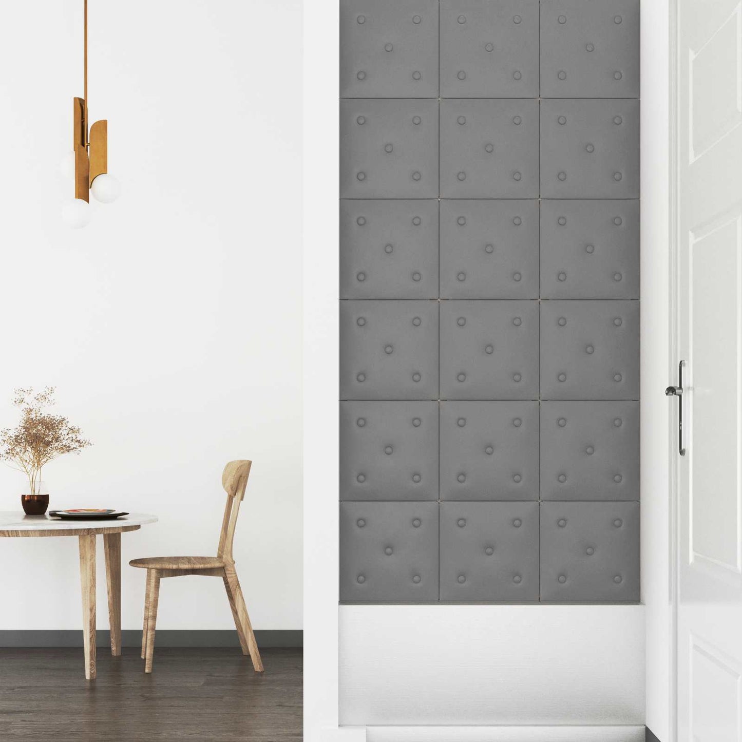 Wandhoofdbord 12 pcs Grijs 30 x 30 cm Nep Leer is nu te koop bij PeponiXL, paradijselijk wonen!