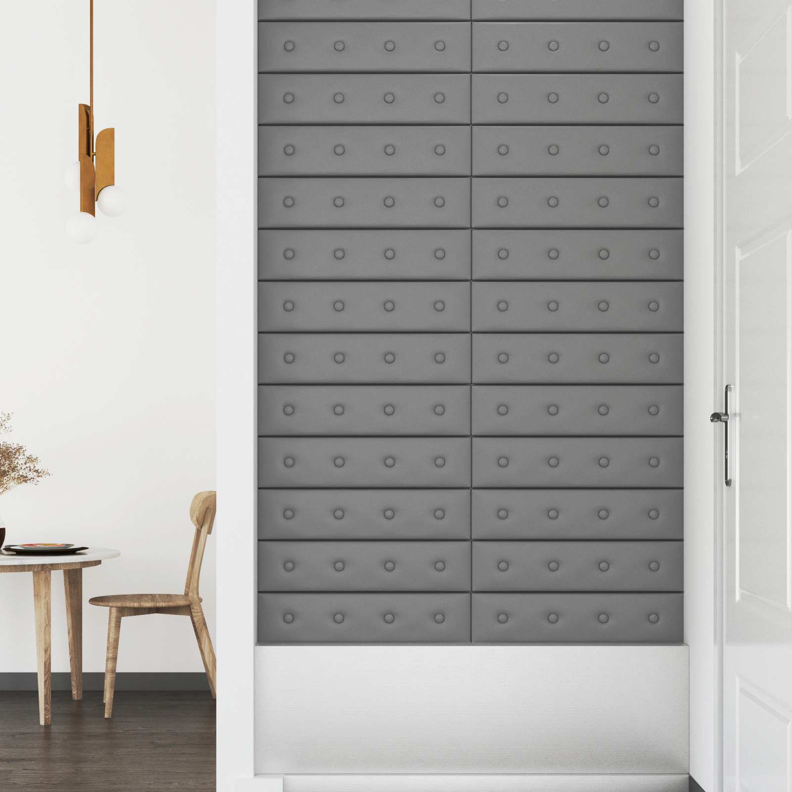 Wandhoofdbord 12 pcs Grijs 60 x 15 cm Nep Leer is nu te koop bij PeponiXL, paradijselijk wonen!