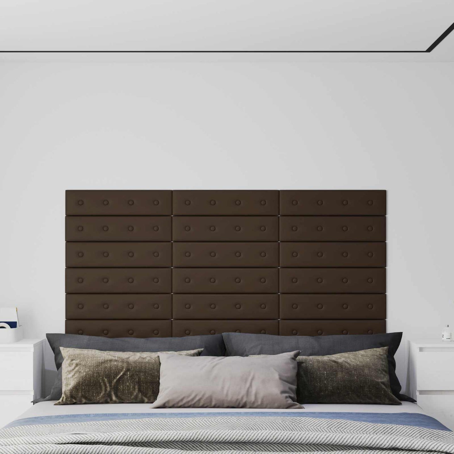 Wandhoofdbord 12 pcs Bruin 60 x 15 cm Nep Leer is nu te koop bij PeponiXL, paradijselijk wonen!