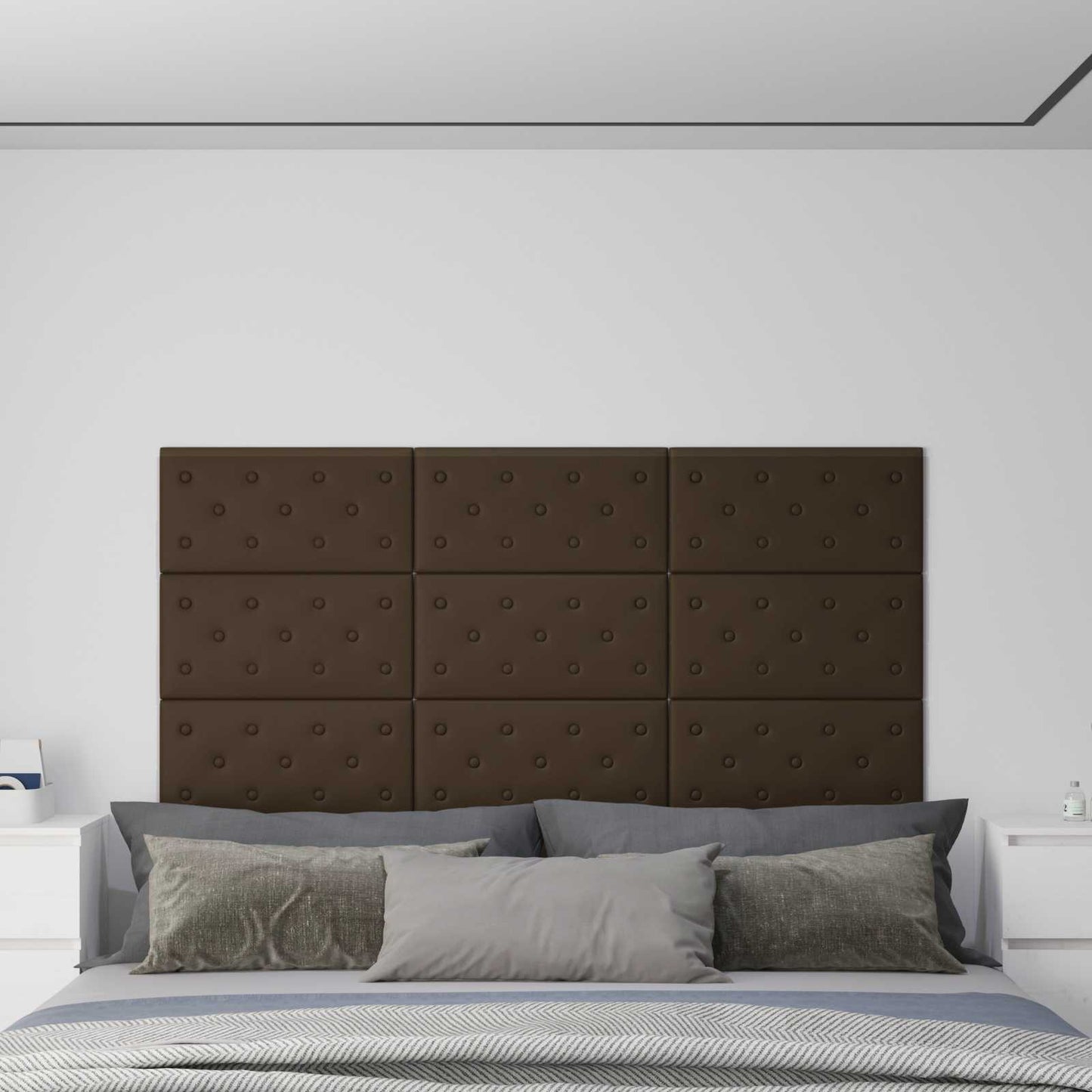 Wandhoofdbord 12 pcs Bruin 60 x 30 cm Nep Leer is nu te koop bij PeponiXL, paradijselijk wonen!